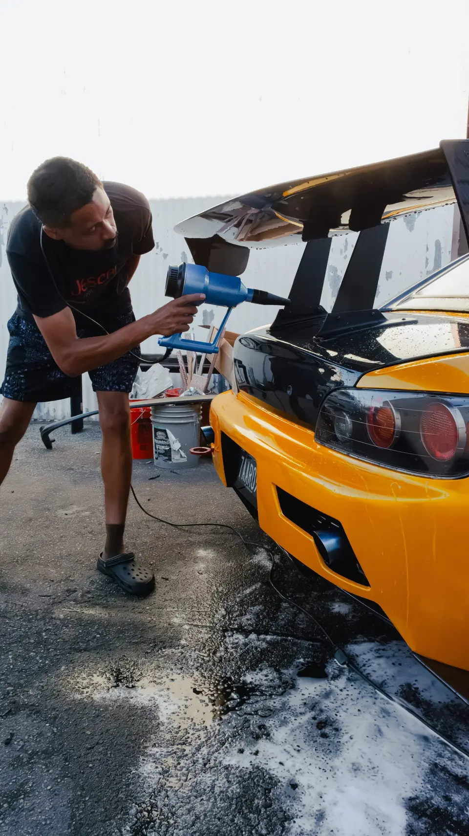 Yellow Honda S2000 paint correction and ceramic coating — studio photo 44